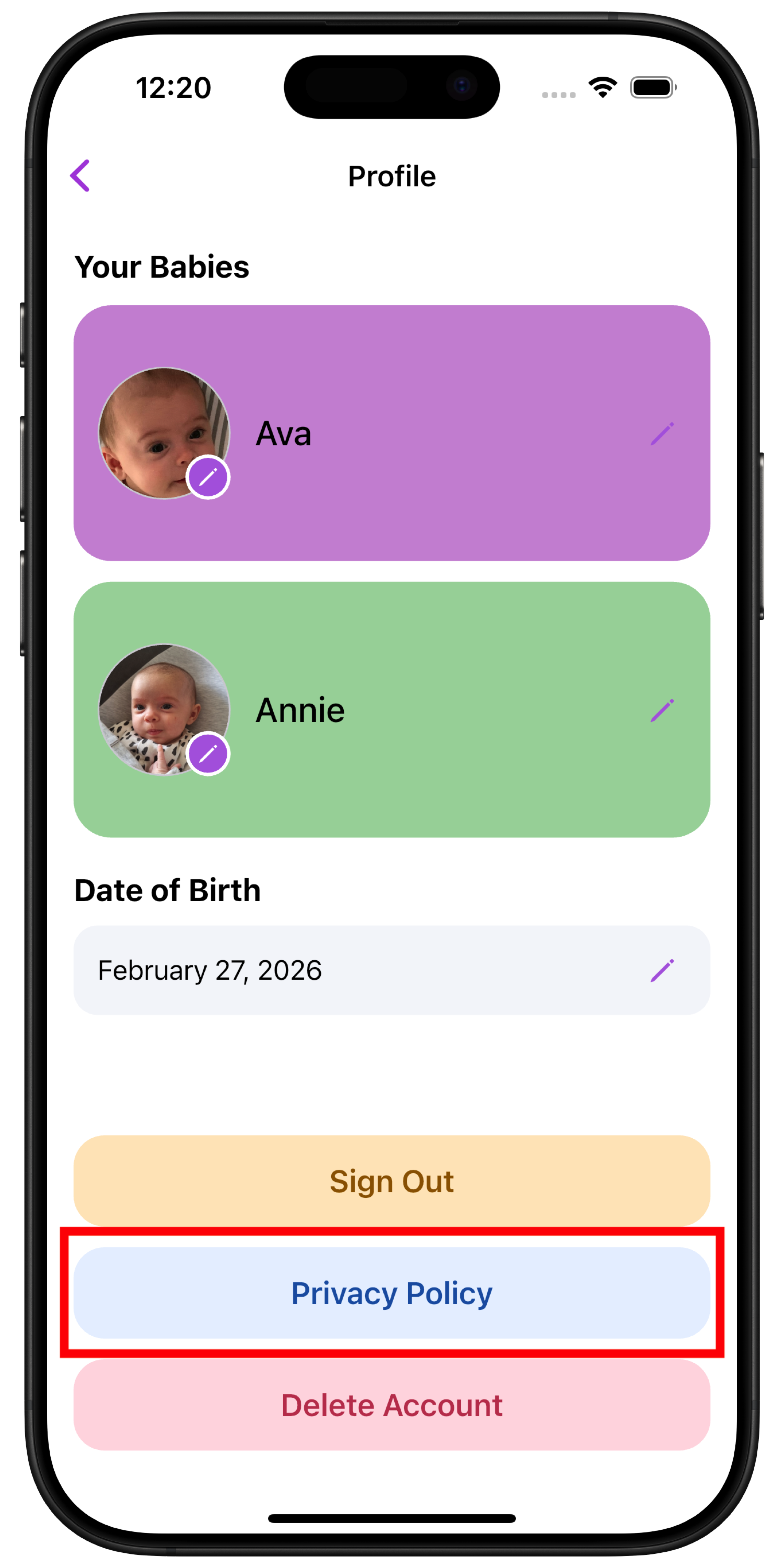 Privacy Policy screenshot